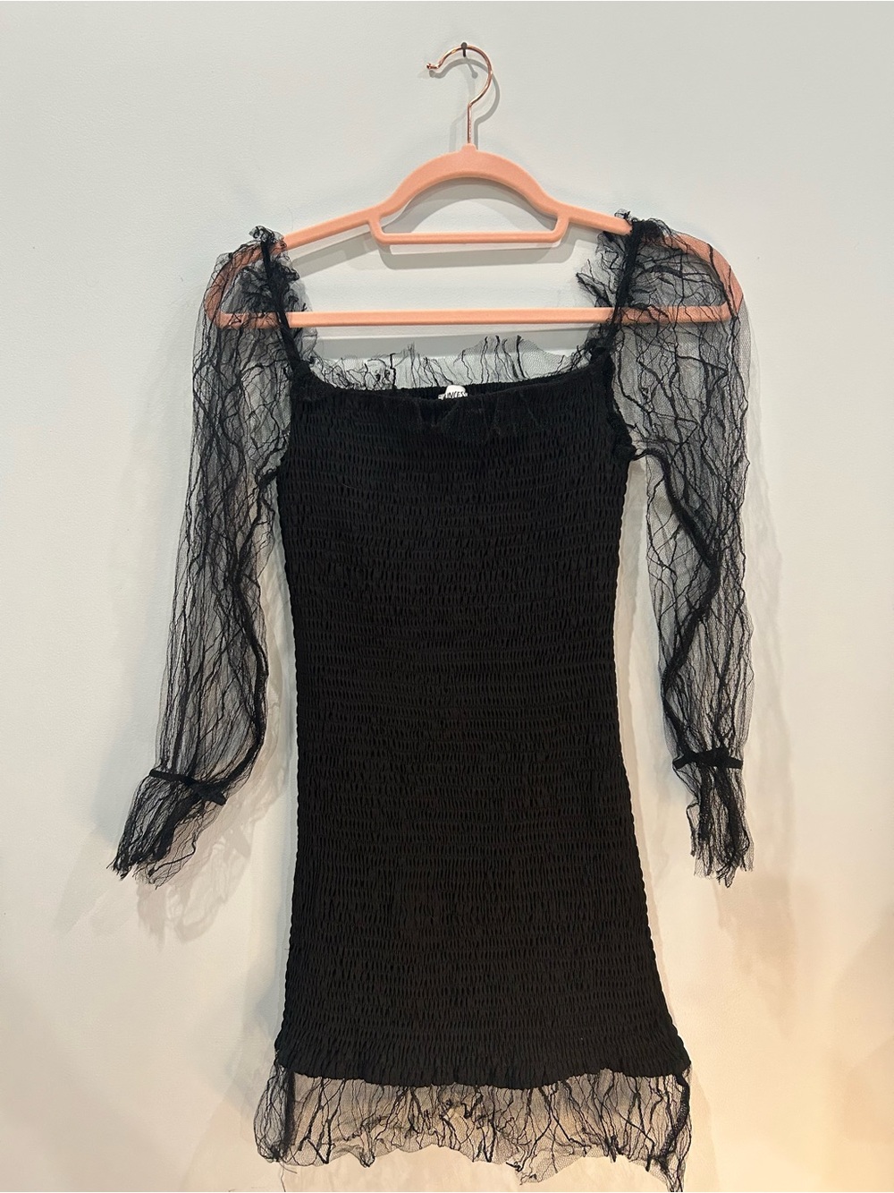 Princess Polly Black Sheer-Sleeve Mini Dress
